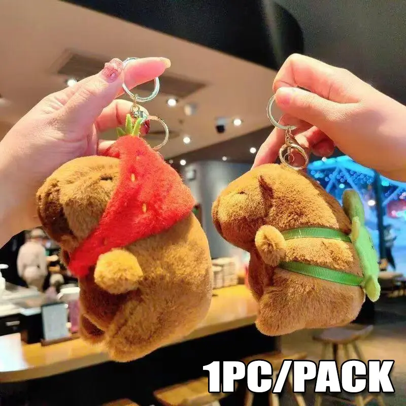 Cartoon Capybara Pendant Plush Toy Doll Bag Hanging Ornament Cute Kapila Keychain for Bags Doll Desktop Doll Ornament Car Pendant Keychain Attachment Fruit Keychain