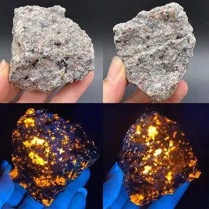 3-Piece Natural Raw Rough Yooperlite Tumble Crystal Pebbles, Fire Flame Stone Chips, Semi-Finished Mineral Specimens, Crystal Decorative Stones for Chakra Reiki DIY, Home Decoration