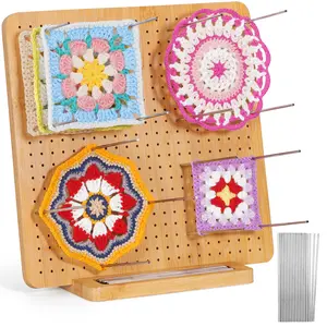 Lifewit Bamboo Crochet Blocking Board with Pegs & Steel Pins - Ideal for Knitting & Crochet Projects - Handmade Crafts & Handicraft Tools