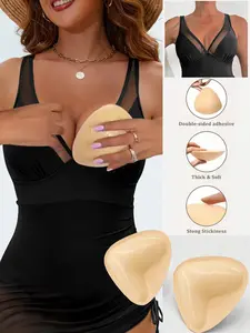Reusable Self-Adhesive Bra Pads, Waterproof Bikini Chest Pads, Thick Invisible Push-Up Inserts, Enhanced Thickness, 2 Pack, Ideal for Swimming, Womenswear Accessories