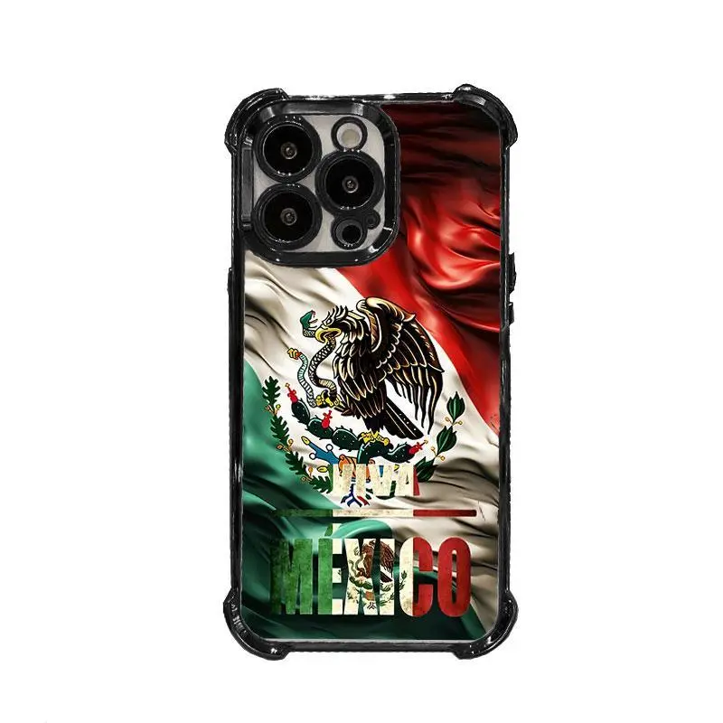 NganGee Viva Mexico Mexican Flag Eagle Emblem Printed TPU Phone Case - Shockproof, Protective, Slim Fit, Corner Bumpers, Camera Protection for iPhone 17/16/15/14/13/12 Pro Max Plus #YJYGSJDMXG1 (Mobile Phone Accessories for iPhone 12 Pro)