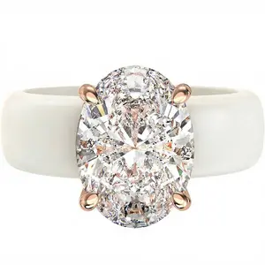 Thin Silicone Ring for Women - Oval Cut CZ