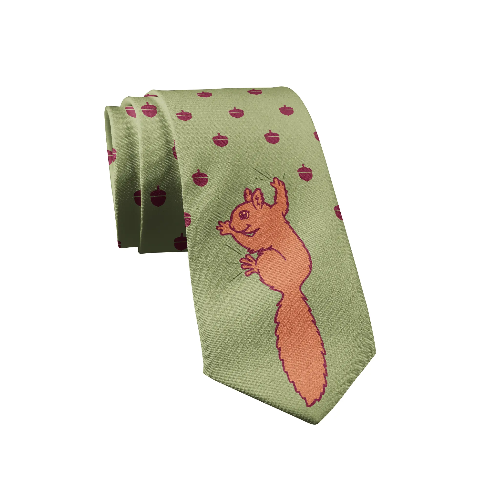 Squirrel Acorns Tie Funny Cute Sarcastic Graphic Novelty Necktie Funny Ties