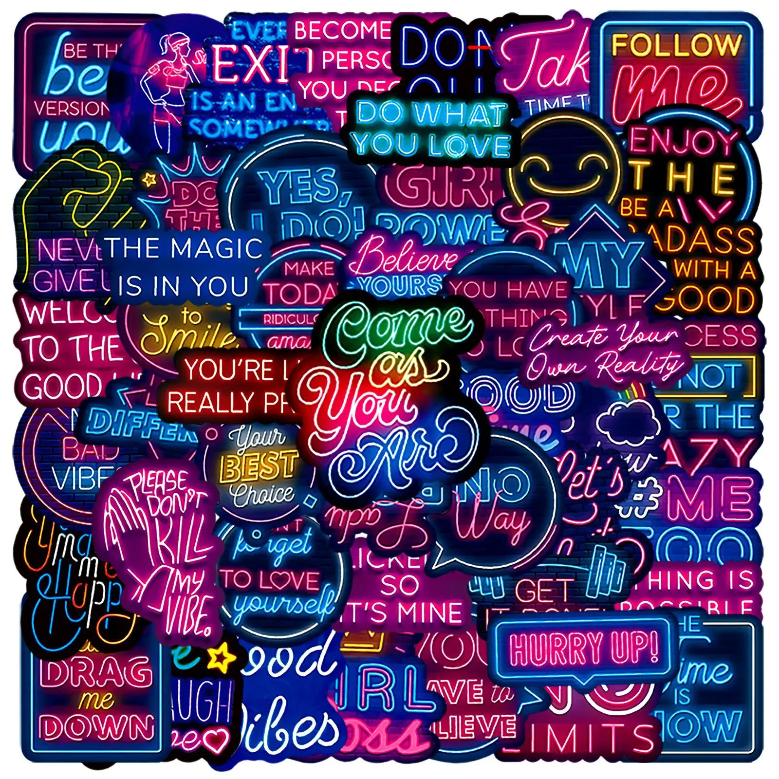 50Pcs Neon Inspirational Quote Stickers, Motivational Stickers, Faith-based designs with positive messages, ideal for journals, laptops, water bottles, Decorative Decal, for decor and gifts #NeonStickers #InspirationalStickers #FaithStickers #DIYDecor