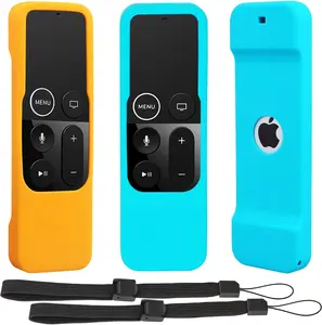 Remote Sleeve Case Compatible with Apple TV 4K 4Th Generation Remote Control, Pinowu Silicone Lightweight Shockproof Skin Case Fortv 4K Siri Remote Control (2Pcs:Orange and Turquoise) Pinowu