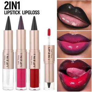2-in-1 Lipstick & Lip Gloss by Leaf Poem: Dual-Ended Pigmented Lip Color + Gloss for Long-Lasting, Glowy Pout (3-Piece Kit)