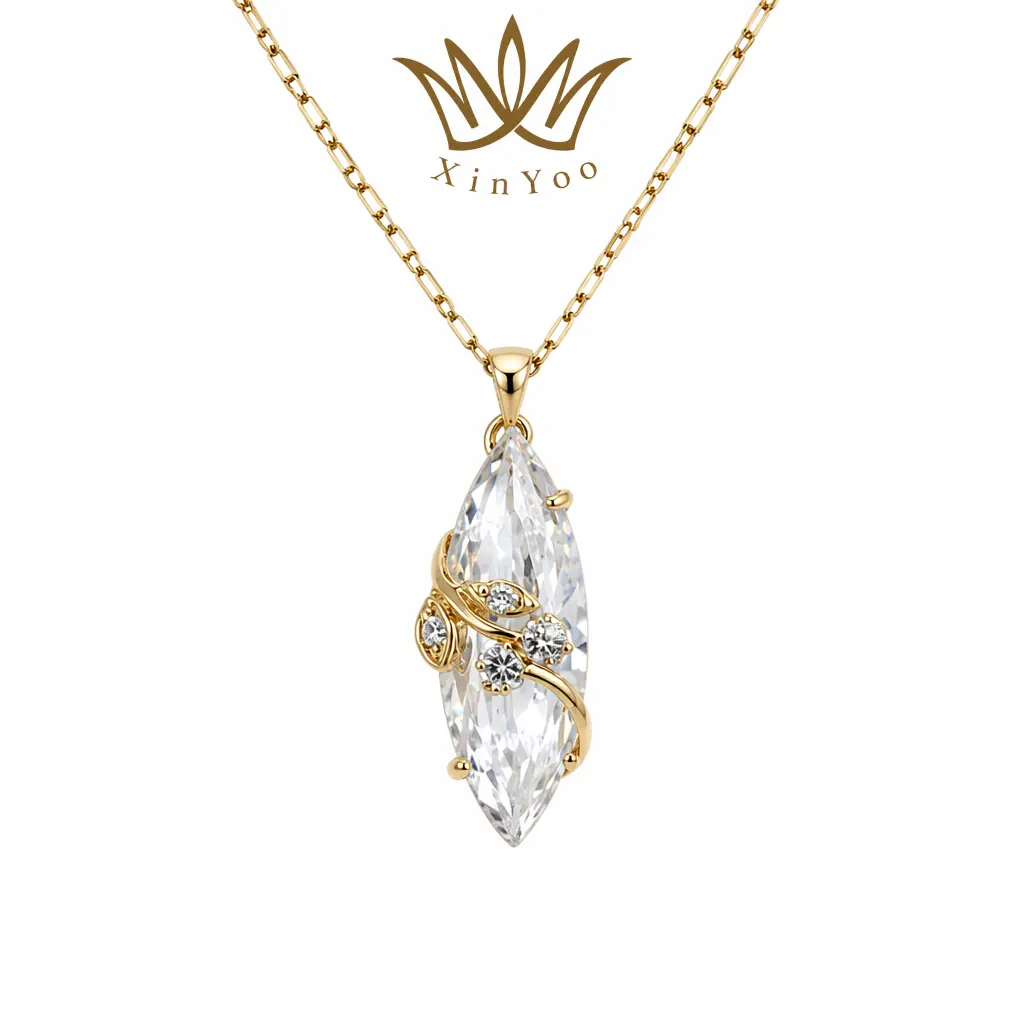 XinYoo Women's Necklace, Jewelry Necklace, Fashion Jewelry, Elegant Everyday Necklace, Zircon Necklace, Elegant Necklace, Marquise Cut Necklace, 18K Gold Plated and Silver Plated 18K Gold Plated, Anniversary Jewelry, Modern Jewelry Gift