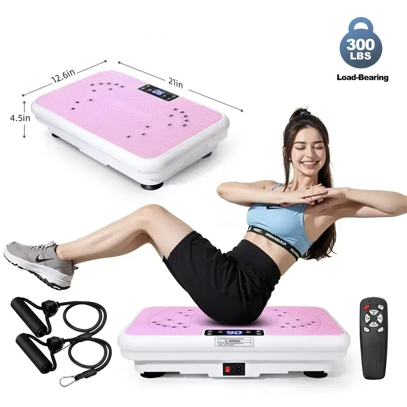 High-Power Vibration Plate Exercise Machine - Unisex Compact Adjustable Home Gym Fitness Equipment with Weight Capacity, 3 Workout Modes, Remote Control, Home Workout Gear, Multifunctional Fitness Tool