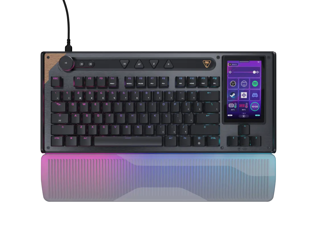 Turtle Beach Command Series KB7 Keyboard - 4.3” touchscreen for profiles, macros, stats, and app control, Hall Effect switches, Customizable per-key RGB lighting