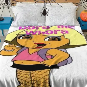 Dora with Altered Text And Outfit Print, Ultra-Soft Flannel Blanket for Cozy Sofa Naps - Perfect for Home, Office & Couch Comfort, Great Holiday Gift Idea, Suitable Various Themes and Occasions
