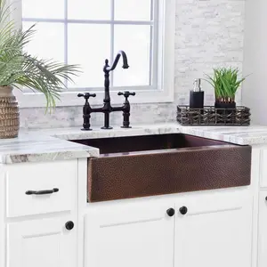 30 Inch Retro Fit Copper Single Bowl Apron Farmhouse Sink - Brown Copper farmhouse sink