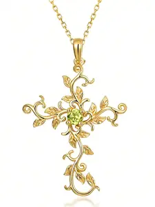 1 PC Glamorous Cubic Zirconia gold Cuban cross necklace Pendant For Women Valentine's Day Gift Wedding Jewelry