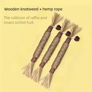 Calming Cat Wand Toy with Silver Vine | Soothing Chew Toy for Anxious Cats | Natural Matatabi & Sisal Teaser for Dental Health & Stress Relief natural silvervine stick