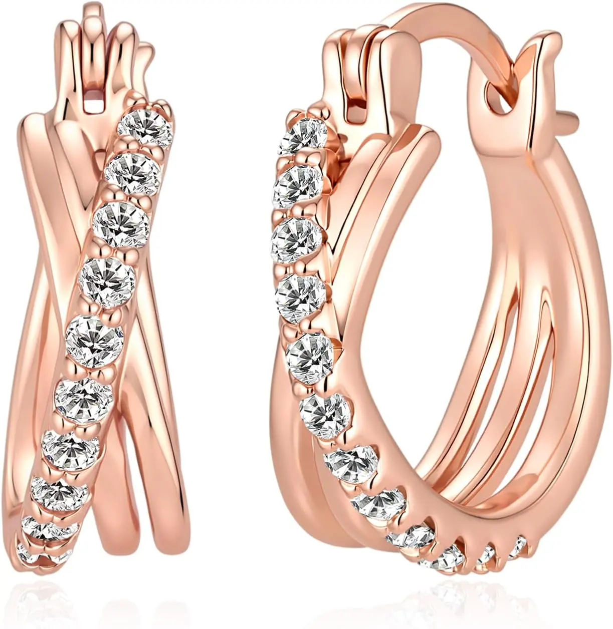 Women's 925 Sterling Small Hoop Earrings, 0.4CT Total Weight Lab Grown Diamonds, Suitable for Everyday Wear