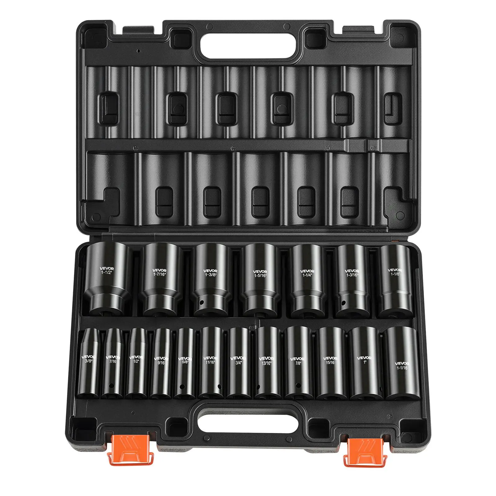 【Summerfinds】VEVOR Impact Socket Set,1/2" 19 Piece Impact SocketsDeep Socket6-Point Sockets1/2" Drive Set 3/8" to 1-1/2"Cr-V Rugged ConstructionEasy to Identifywith a Sturdy Storage Casefor Vehicles, Mechanic Tools, Impact Socket Metric,father'sdaygift