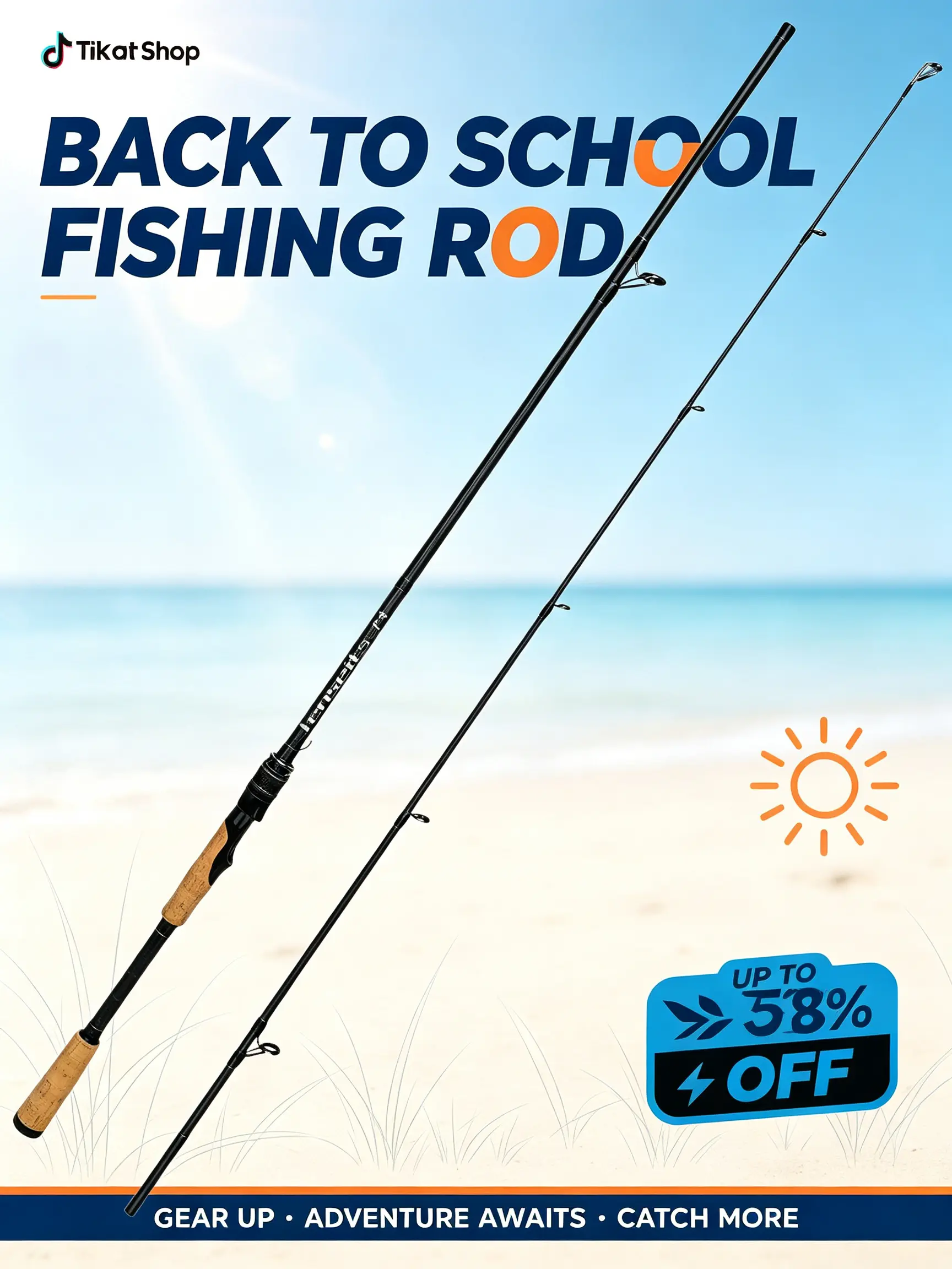 【Back to School】Jenseits Carbon Fibre Fishing Rod - 7ft 2-Piece Set Fishing Gear, Stainless Steel-Ceramic Guides, Fast Action Heavy Duty Spinning/Casting Pole for Bass, Freshwater Fish, Saltwater Use