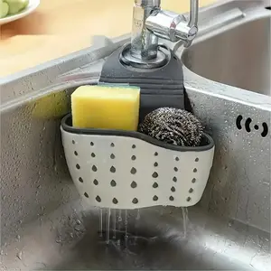 Sink Sponge Drain Rack, 1 Count Multifunctional Silicone Sink Sponge Holder, Kitchen Sink Storage Rack Organiser for Home Dining Room