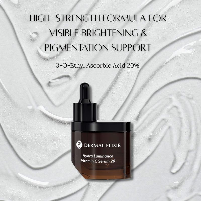 Dermal Elixir Hydra Luminance Vitamin C Serum 20 with Ferulic (40mL) - 20% Stabilized Vitamin C - Dark Spot & Anti-Aging Care