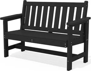 SERWALL Outdoor Bench, HDPE Outdoor Benches Weatherproof, 2-Person Garden Bench with 660 lbs Weight Capacity, Patio Benches for Outdoors, Garden, Porch, Backyard and Park
