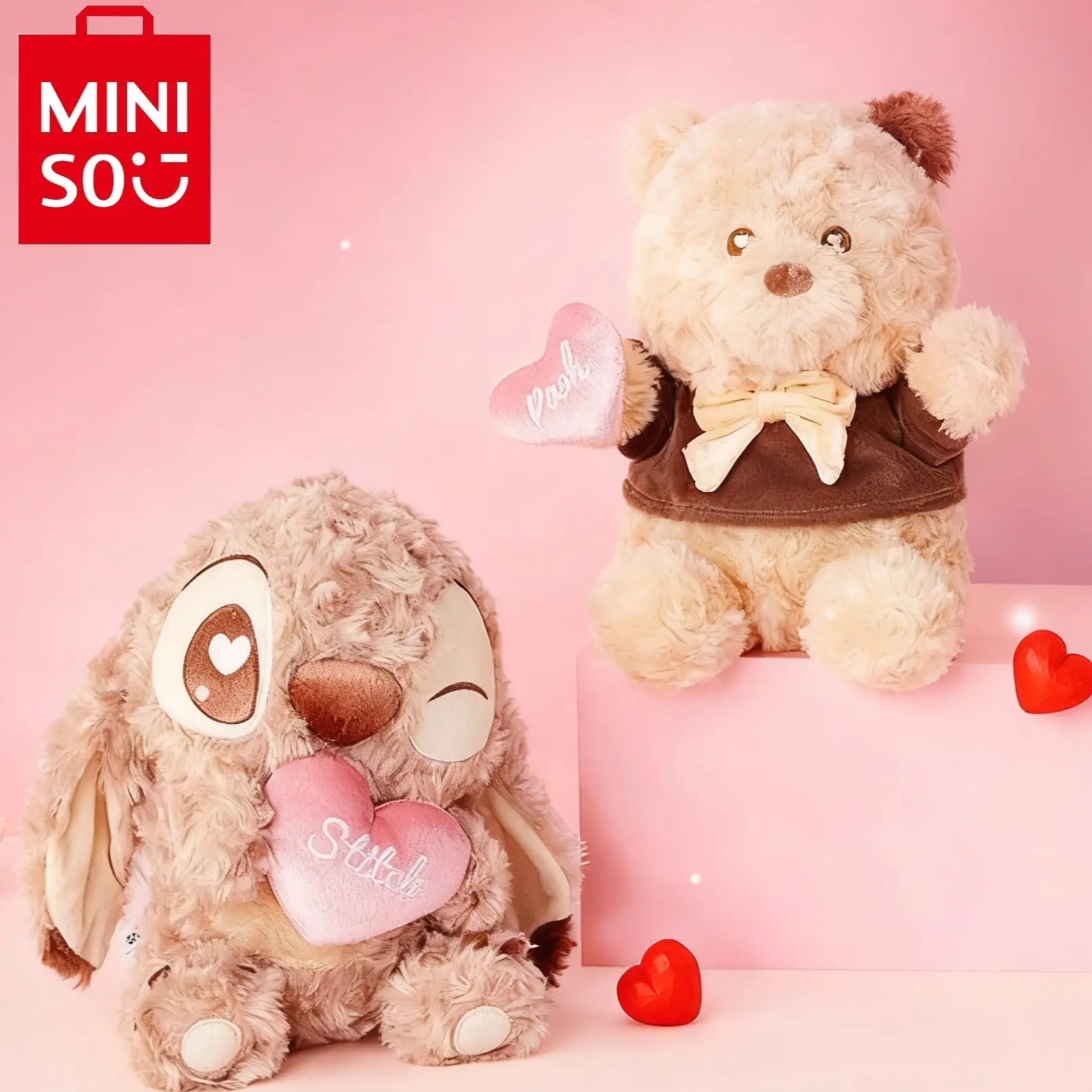 Disney Stitch & Winnie The Pooh No.10 Chocolate-Scented Soft Plush Doll - Soft Cuddly Gift, Huggable Toy, Character Plush, Stuffed Animal Collectibles, Women's Birthday Gift, Fan Home Decor, Festive Sitting Figure, Huggable Stuffed Toys, Back To School
