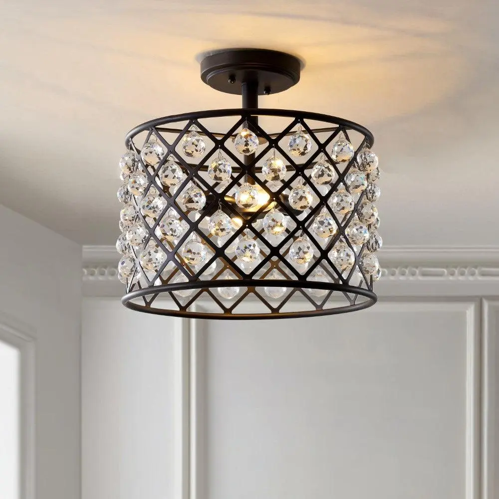 JONATHAN Y Georgina Contemporary Crystal-Metal LED Pendant Home Decor Light, Decorative Ceiling Lighting for Living Room, Bedroom, Decorative Lights