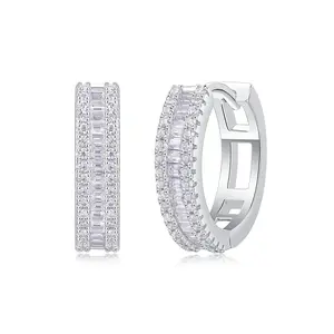 Baguette Lab Diamond Hoop Earrings