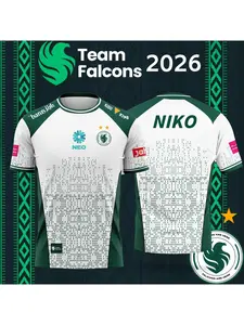 2026 New TEAM Falcons Esports Team Jersey Men and Women Summer Casual Short Sleeve for Gaming Enthusiasts