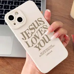 Inspirational Jesus Loves You Matte Finish Protective Cover - Dual-Layer Defense , Camera Protection, Compatible with iPhone 11 12 13 14 15 16 17 Pro Max Plus Air
