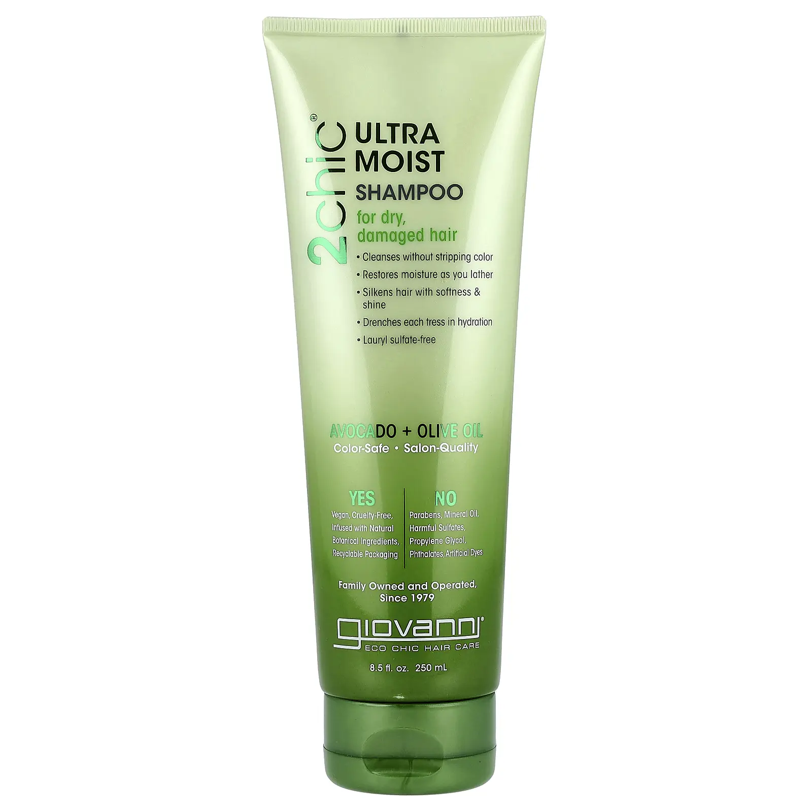 Giovanni 2chic®, Ultra Moist Shampoo, For Dry, Damaged Hair, Avocado + Olive Oil, 8.5 fl oz (250 ml)