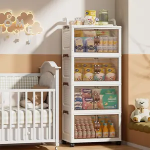 Foldable Storage Cabinet, Home Living Room Organizer, No Installation Required, Plastic Toy Rack, Child-Friendly Display Shelf