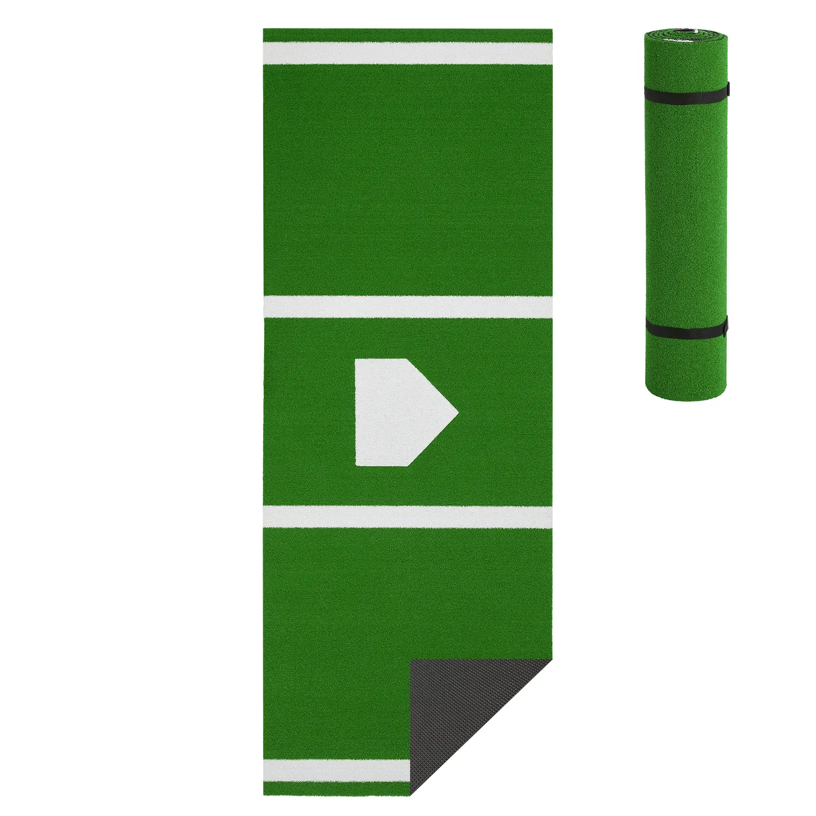 Anti-Fade Turf Baseball & Softball Hitting Mat, 10 x 3.8 ft Non-Slip Batting Mat with Home Plate, Durable Turf Mat for Indoor Outdoor Batting Practice, Baseball Batting Cage Mat, Green