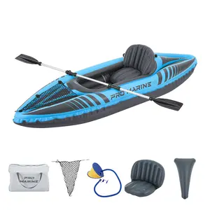 PROMARINE 1 Person Inflatable Kayak Set Blow up Boat with Adjustable Seats and Air Pump, Blue