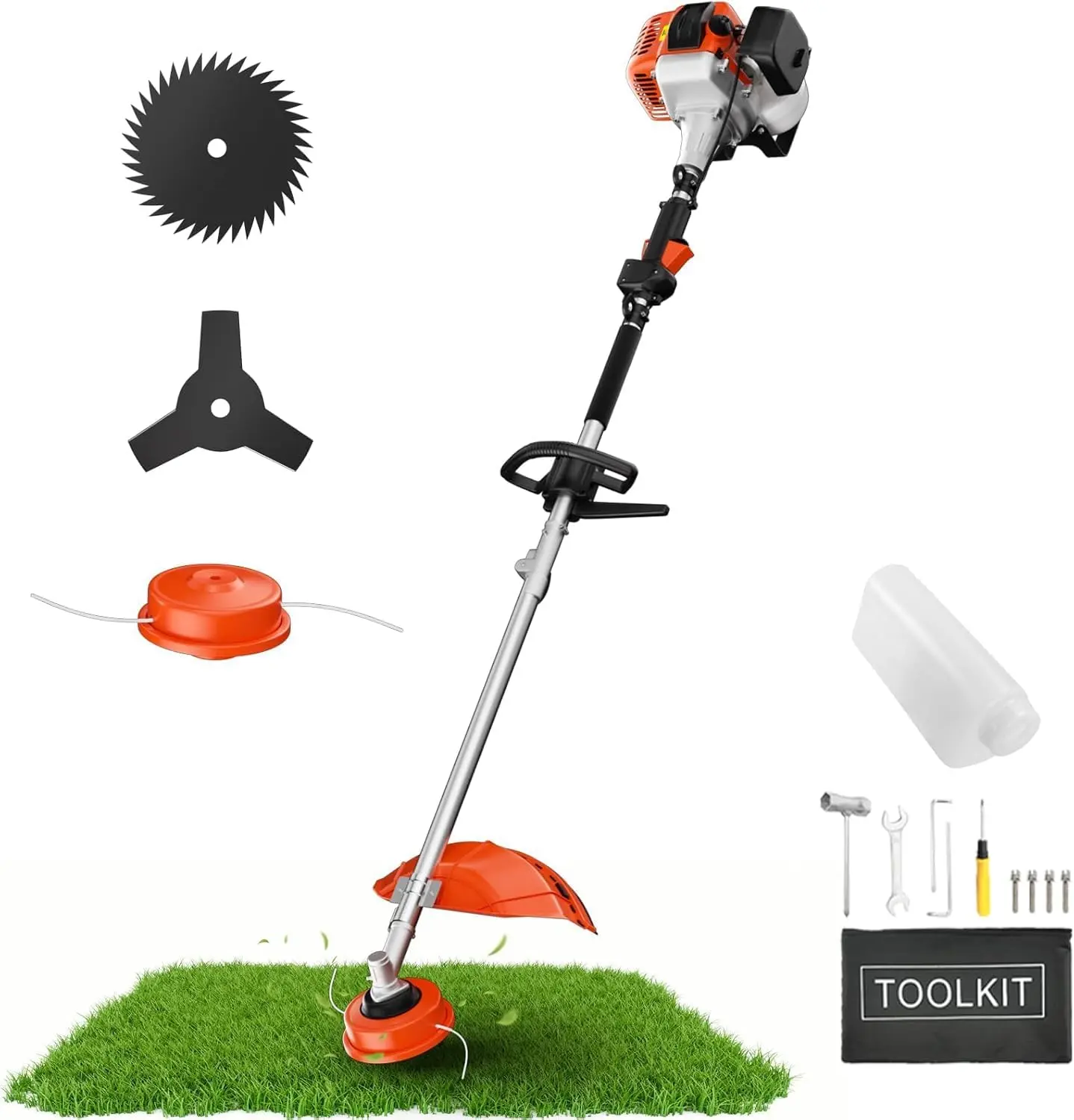 36cc Interchangeable Gas Grass Trimmer - High-Speed Cut Grass Cutting Tool with Hedge Trimmer & Brush Cutter for Lawn Care & Yard Maintenance
