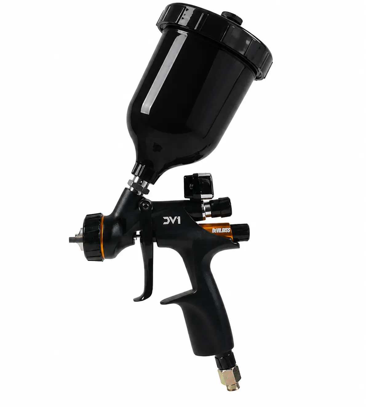 DEVILBISS DV1 Clearcoat HVLP Paint Spray Gun, Black, 600ml Cup, Automotive Refinishing