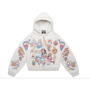 We Are Righteous "Risen King" Cropped (Grey) Zip-Up Hoodie