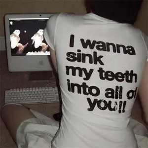 Y2k 2000s baby tee Tops Clothes Emo Gothic tshirt women elegant printed design modern style tshirt female comic clothing
