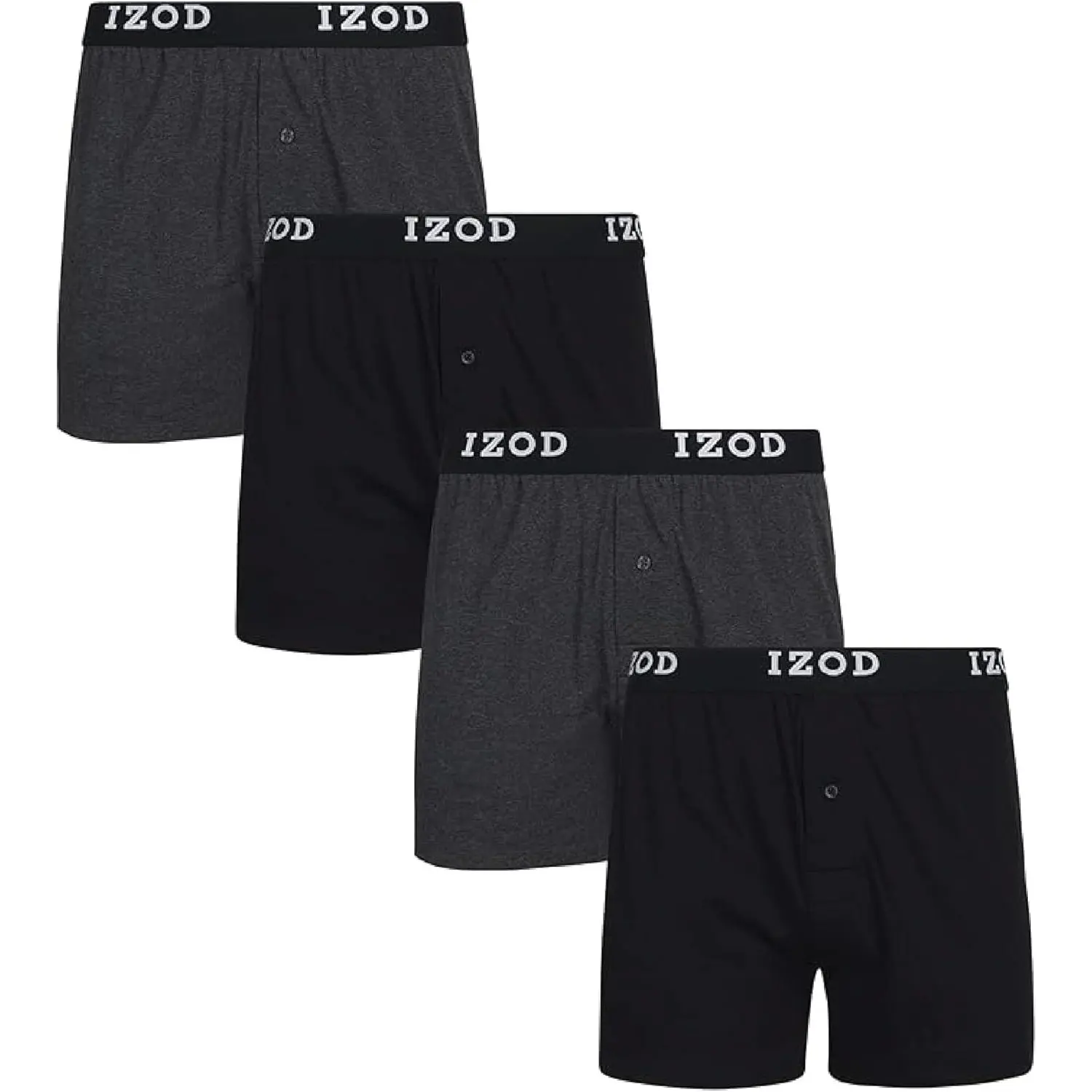 IZOD Mens Boxer Shorts - 4 Pack Performance Knit Cotton Boxers for Men with Button Fly - Lightweight Mens Boxers, 4" Inseam