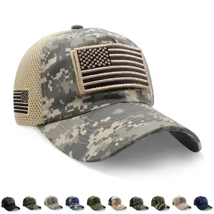 Baseball Cap USA Flag American Men Hat Detachable Patch Mesh Tactical Army Caps