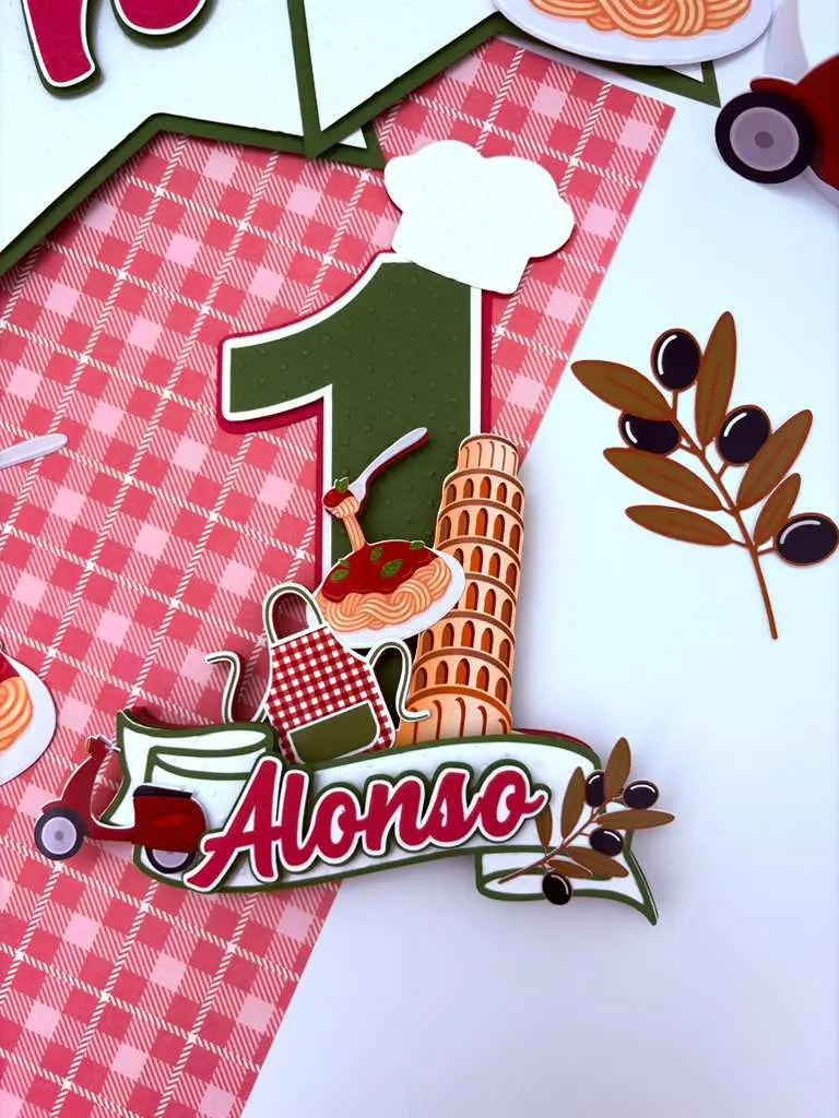 Custom Name Little Italian Chef Cake Topper, Festive Birthday Party Decoration for Italian Themed Celebrations