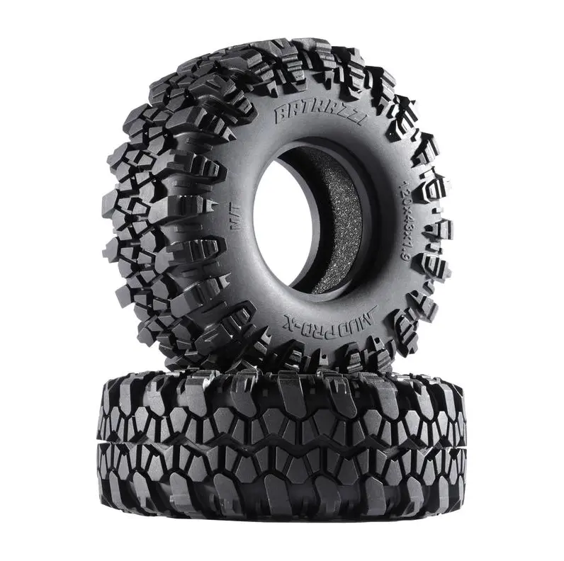 BATRAZZI Off Road Mud Tires, 120*43mm 1.9” Pro-X M/T Pattern Rubber Tires (2pcs) for RC Electric Toy Accessories, Off Road Tires