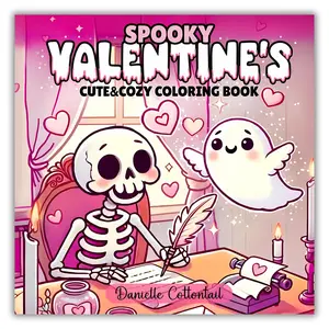 Spooky Valentine's Cute & Cozy Coloring Book: 50 Adorable Bold & Easy Images Combining the Themes of Love and Halloween Witches Zombies Ghosts Vampires