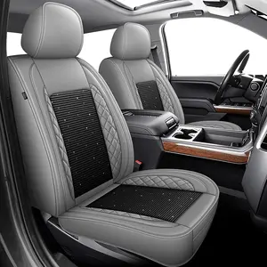 AOMSAZTO Custom Fit Full Set Leather Ice Silk Seat Covers for Chevy Silverado & GMC Sierra (2007-2026, 1500, 2500HD, 3500HD) - Waterproof, Breathable, Anti-Slip, Wear-Resistant GMC Accessories Pickup Truck Interior Accessories fathersdaygift