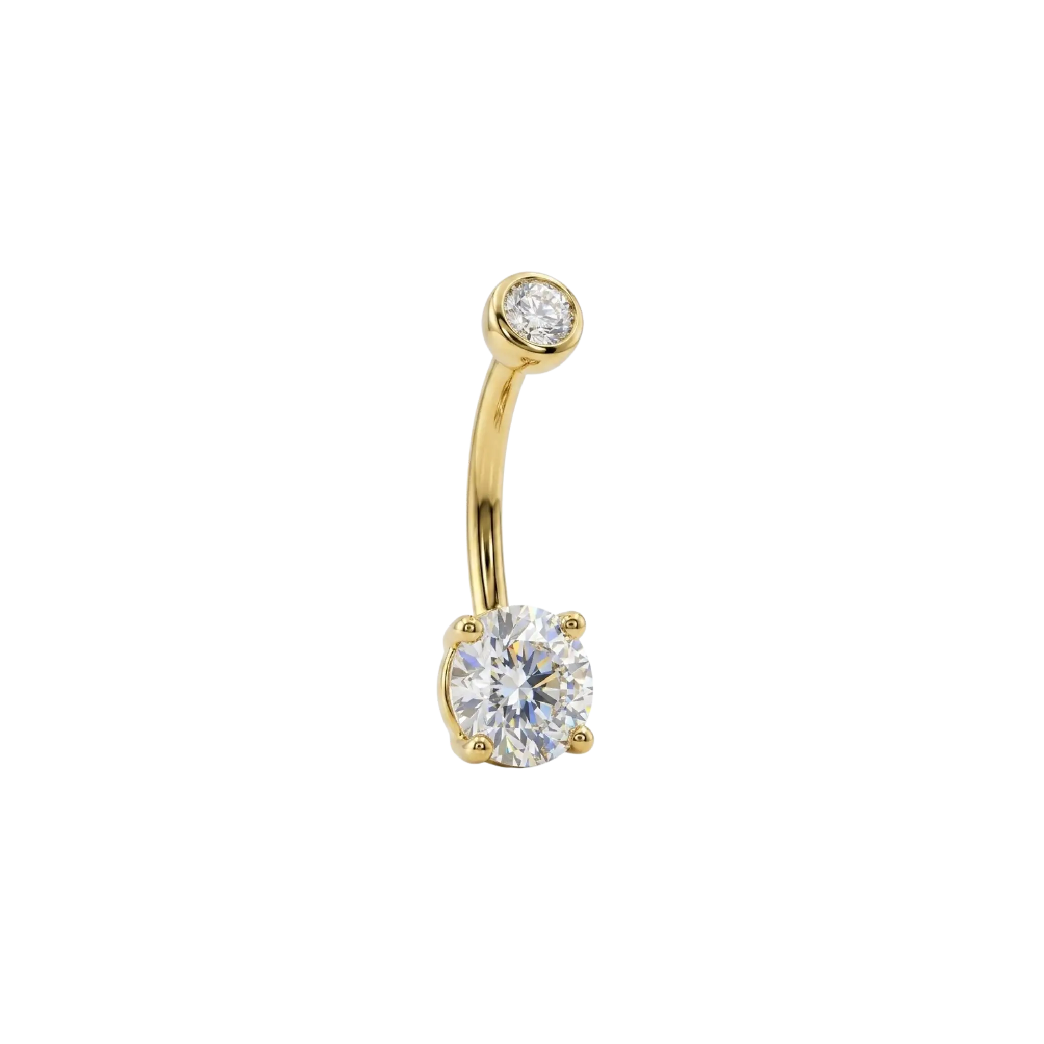 Classic Prong Gem Curved Barbell – 14K Gold Curved Barbell