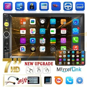 Bileeko 2din Car Radio Mp5, 7 Inch HD Touchscreen, Bluetooth-compatible/fm/USB/TF/aux Full Interface, Multimedia Player, Universal Fit, Car Video Players