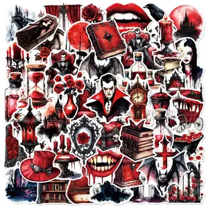 50pcs Gothic Vampire Horror Stickers Series, Perfect for Scrapbooks Journals Laptops Water Bottles Cars Based on Belief Design Positive Message Gift, Decals Stickers Car Decal, Skull Decal, Truck Sticker