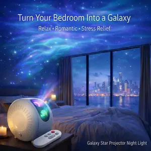 【Buy 1 get 1 free gift】Galaxy Star Projector Light with Remote & Timer, 7 Color Mood Night Light, Buy 1 Get 1 Free Bluetooth Speaker