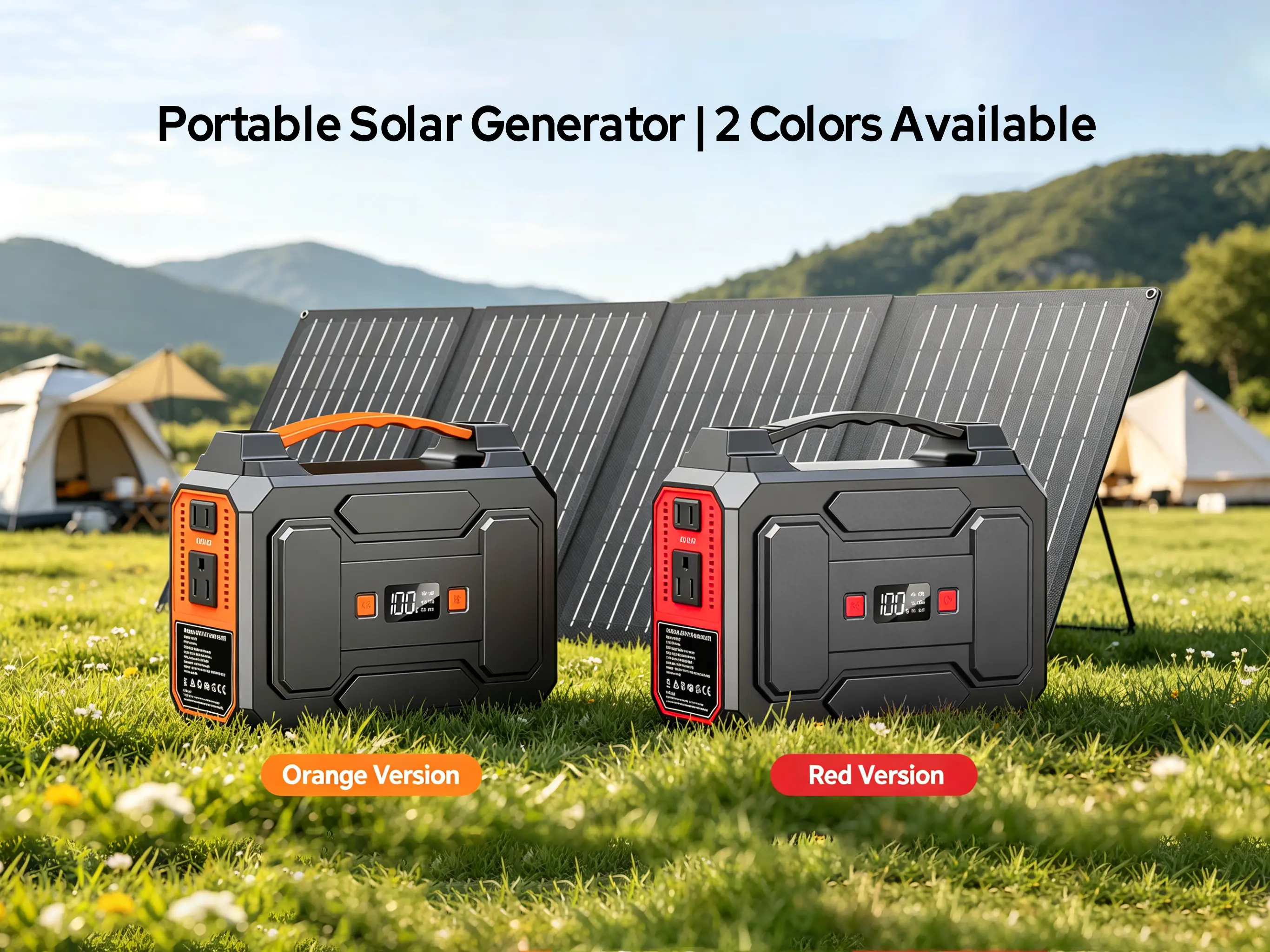 146Wh Portable Solar Power Station with 100W Generator, 40W Foldable Solar Panel, AC Outlet, 2-Color Option for Outdoor Camping, Power Outages, Portable Power Supply, Battery Power Station