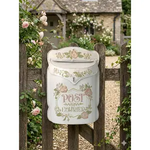 Vintage Farmhouse Wall-Mounted Post Box Mailbox Metal Letter Box Outdoor