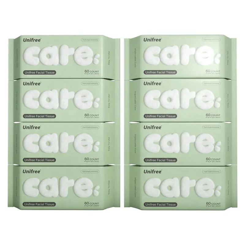 UNIFREE Biodegradable Face Towels - Ultra Soft 7.9"x7.9" Plant-Based Dry Wipes - 60-Count Pack for Travel & Home - Eco-Friendly & Chemical-Free - Super Water Absorption - Unisex Skin-Friendly Towels