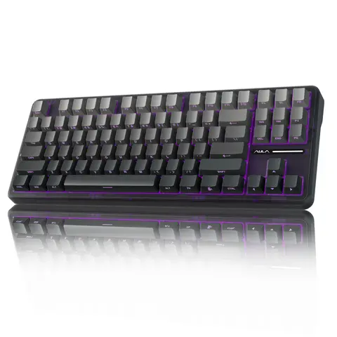 AULA F87 Pro 75% Layout TKL RGB Mechanical Keyboard - BT5.0/2.4GHz/USB-C Tri-Mode Wireless, Gasket Hot-Swappable, Pre-Lubed Switches, Side-Printed PBT Caps, 4000mAh Built-In Battery-Powered, Macro Keys, Gaming PC Accessory